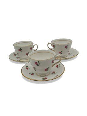 Colclough Fragrance Rose 7433 Tea Trio Set of 3 England Vintage